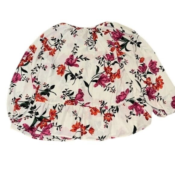 Old Navy Womens Floral Peplum Blouse XL White & Pink - Picture 7 of 10